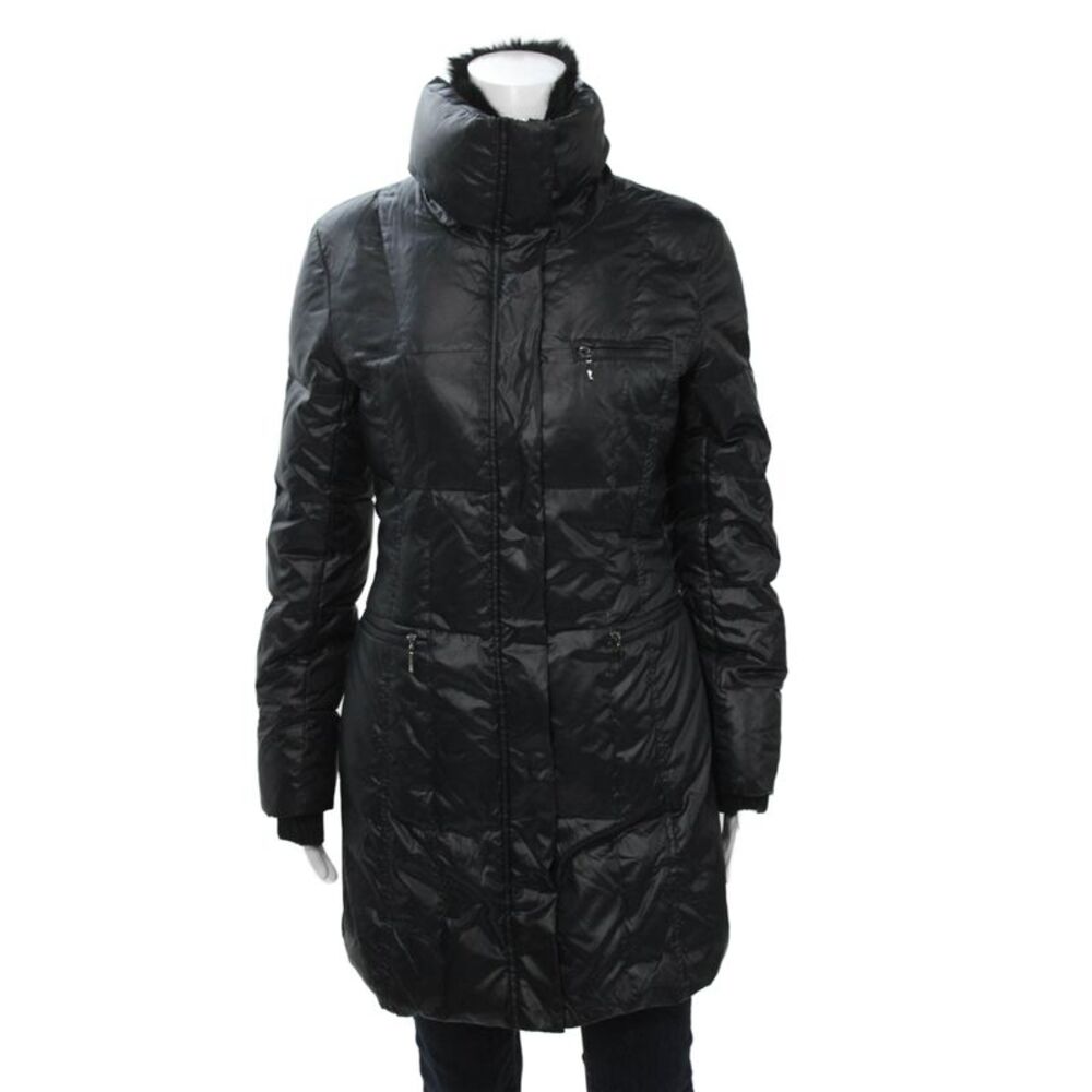 Steve by Searle Women Puffer Quilted Jacket Black Nylon Zip High Neck Size L